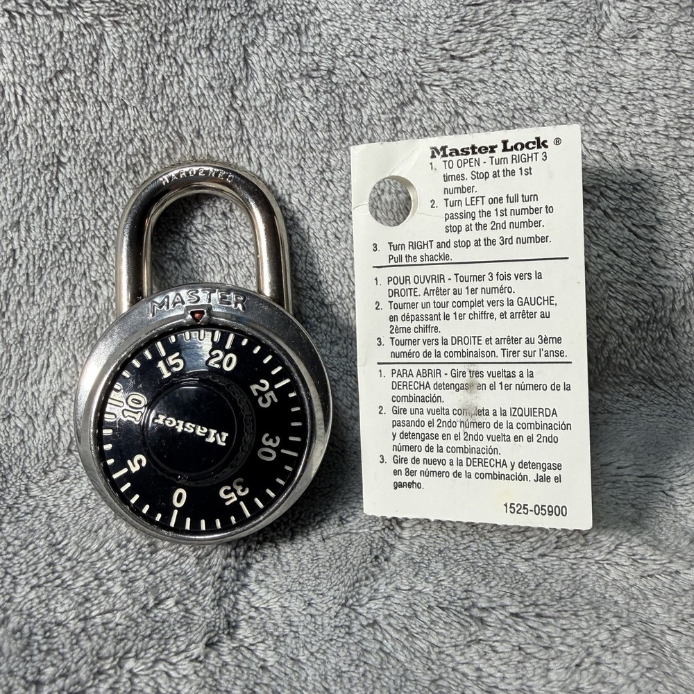 Master Lock 1525 Block Guard Combination Black Padlock. Used - Picture 3 of 3
